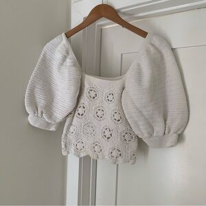 Magali Pascal Crochet Puff Crop Top